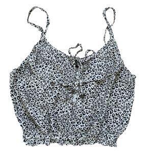 Kivari Crop Cami Top Leopard  Size XS Ruffle Australian Designer